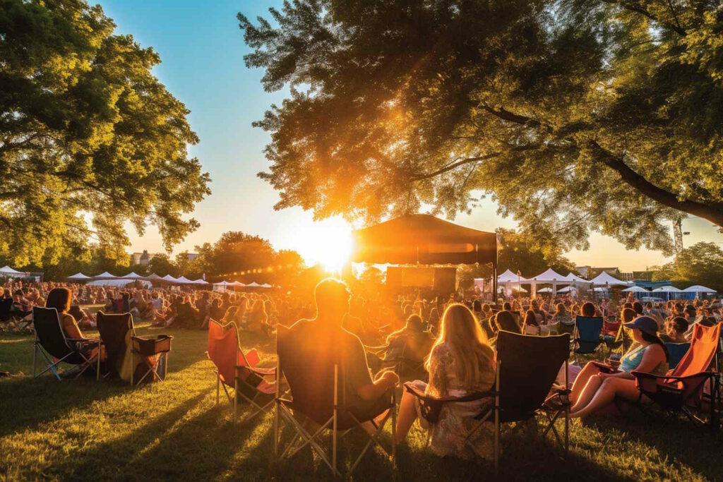Festivalstimmung im Sonnenuntergang