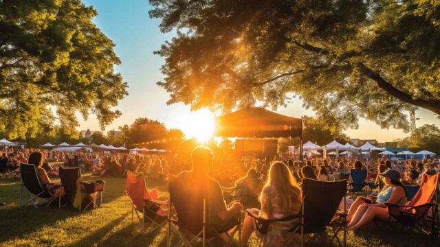 Festivalstimmung im Sonnenuntergang